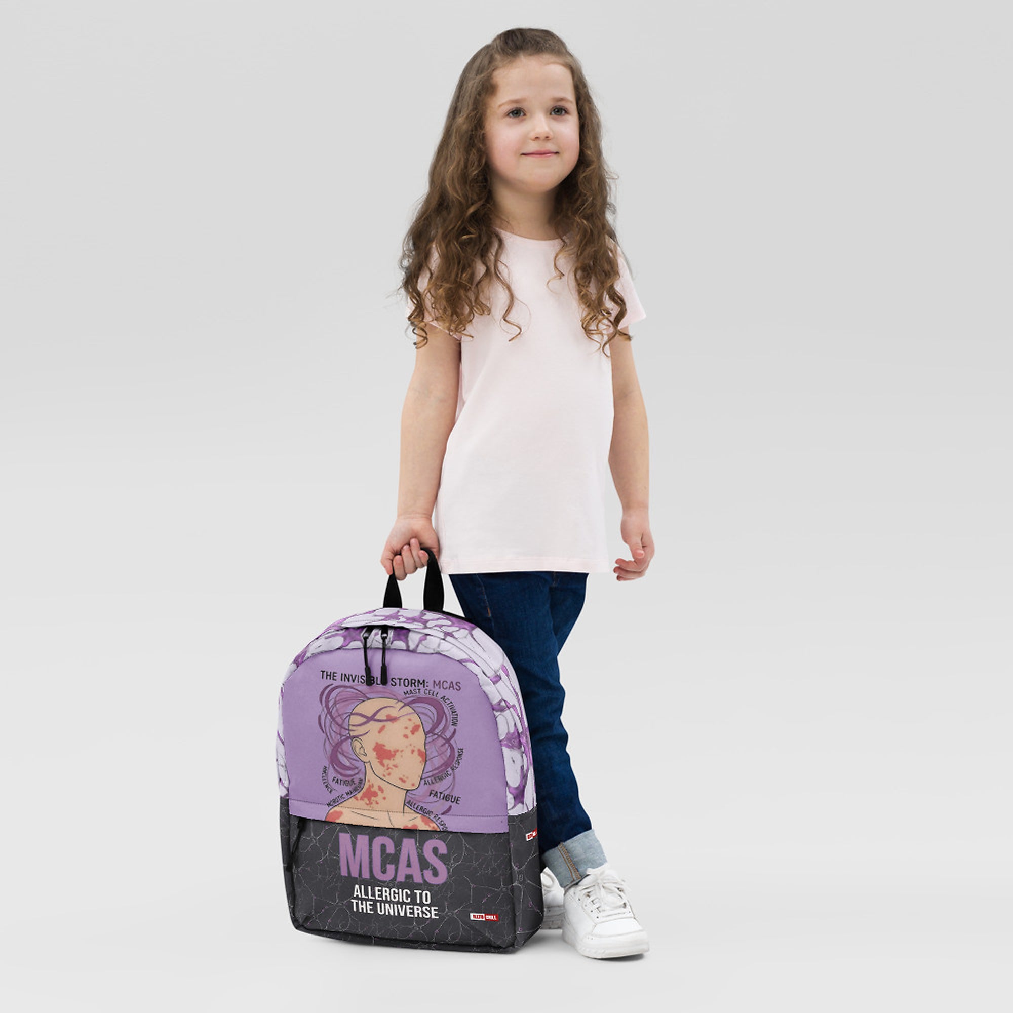 ILLTOCHILL MCAS Awareness Backpack – Girl's 2 Front (Black)