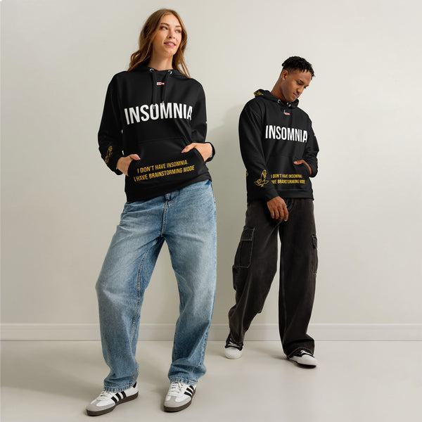 ILLTOCHILL Insomnia Night Owl Unisex Cotton Hoodie – Duet Front (Black)