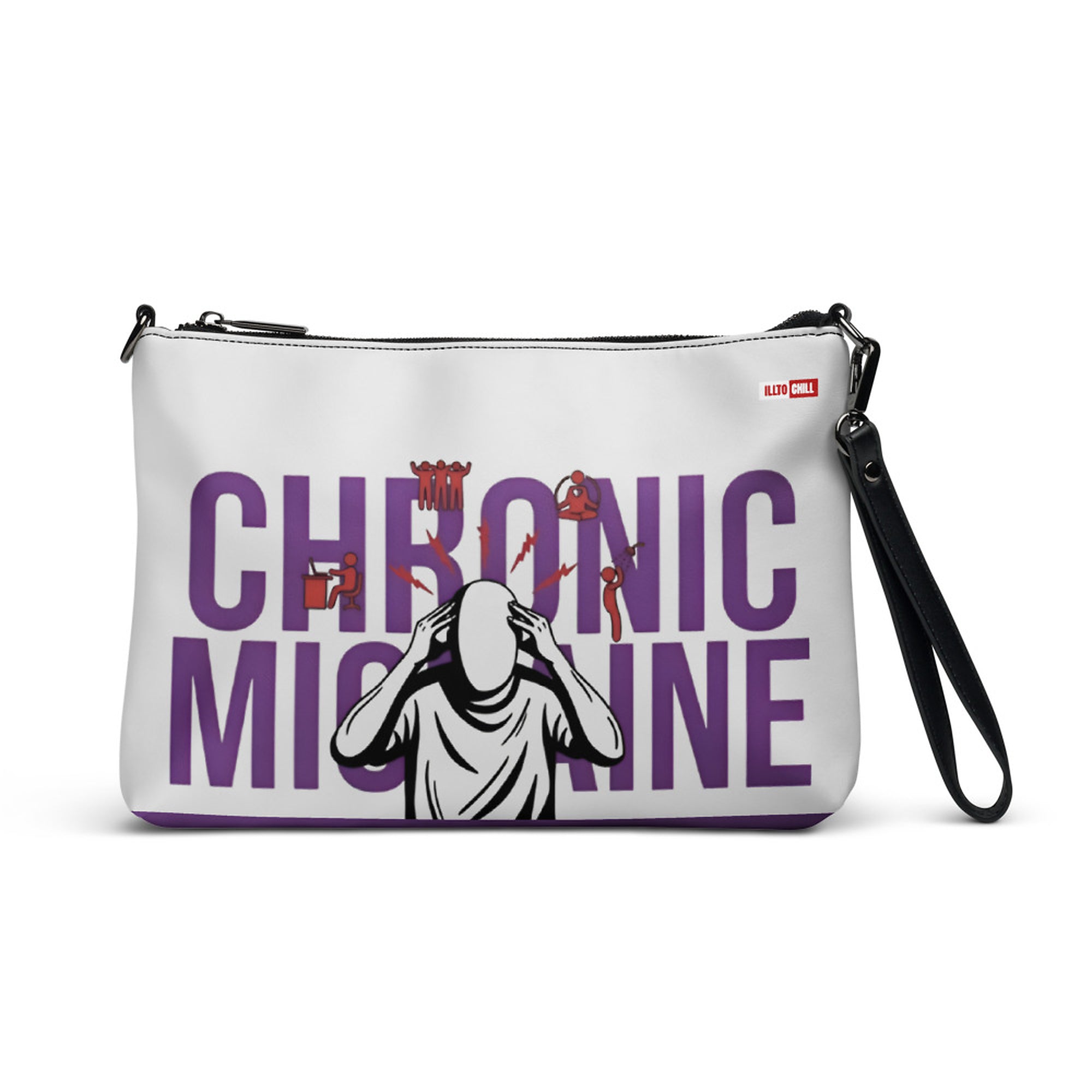 ILLTOCHILL Chronic Migraine awareness and support gift Crossbody bag – Flat Front (Illtochill Chronic Migraine Awareness And Support Gift Crossbody Bag)
