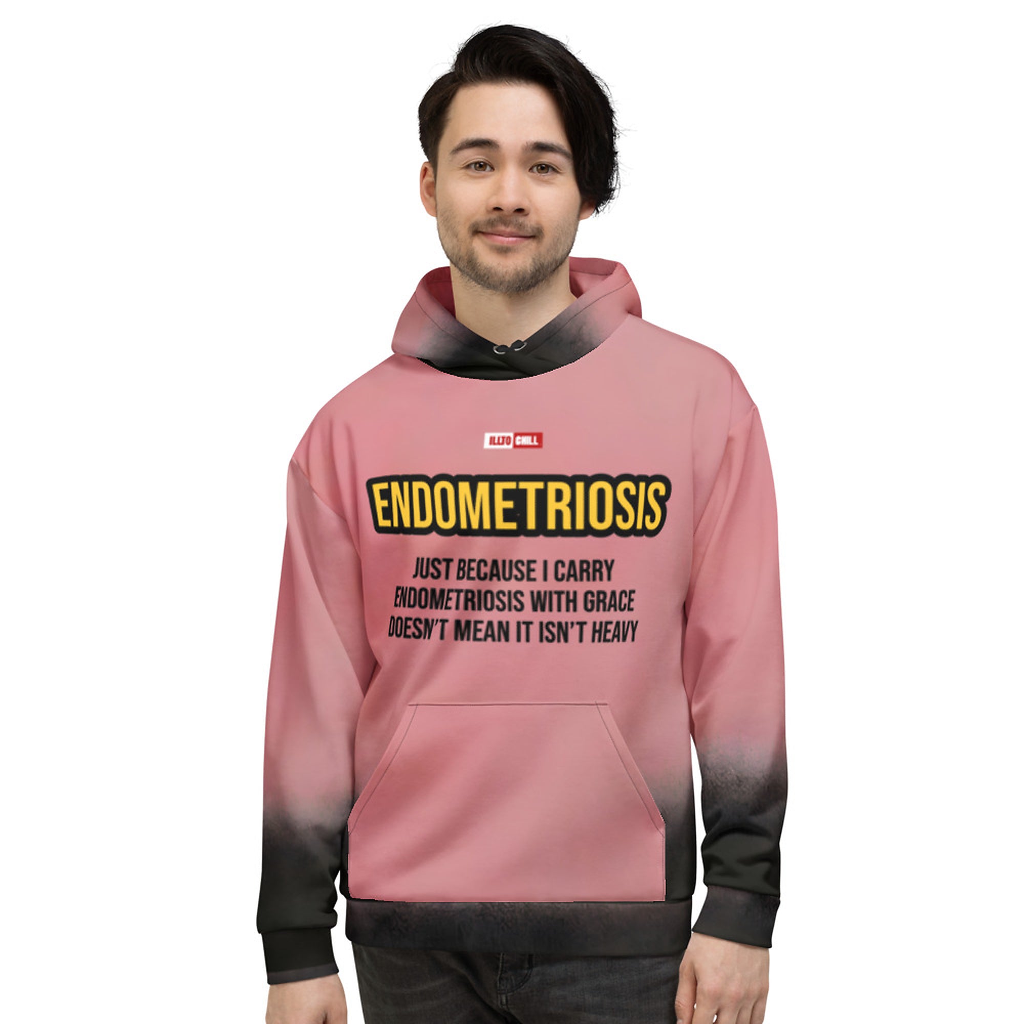 ILLTOCHILL Endometriosis awareness Endo warrior gift heavyweight unisex Hoodie – Men's Front (Black)
