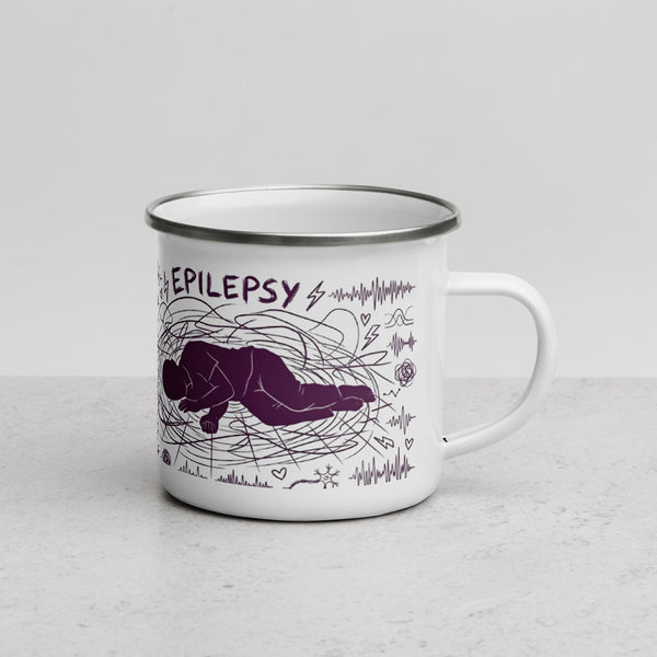 ILLTOCHILL Epilepsy awareness and support gift Enamel Mug – Lifestyle 3 Right