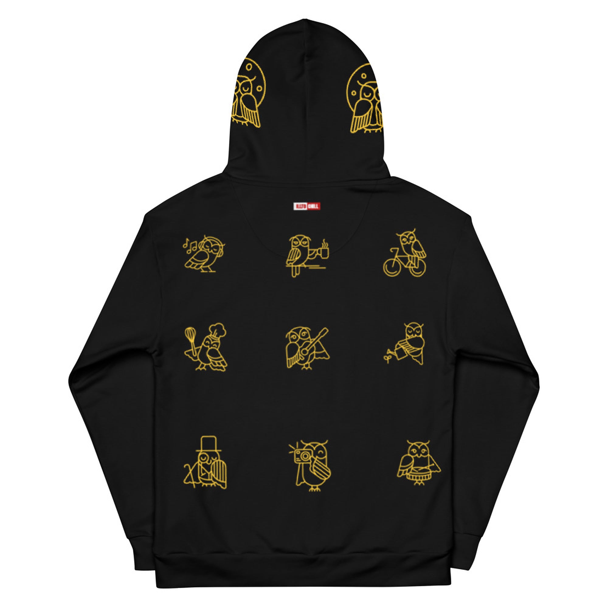 ILLTOCHILL Insomnia Night Owl Unisex Cotton Hoodie – Flat Back (Black)