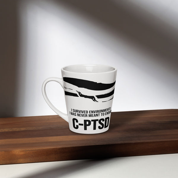 ILLTOCHILL CPTSD awareness Complex Post-Traumatic Stress disorder gift Latte mug – Lifestyle 2 Left