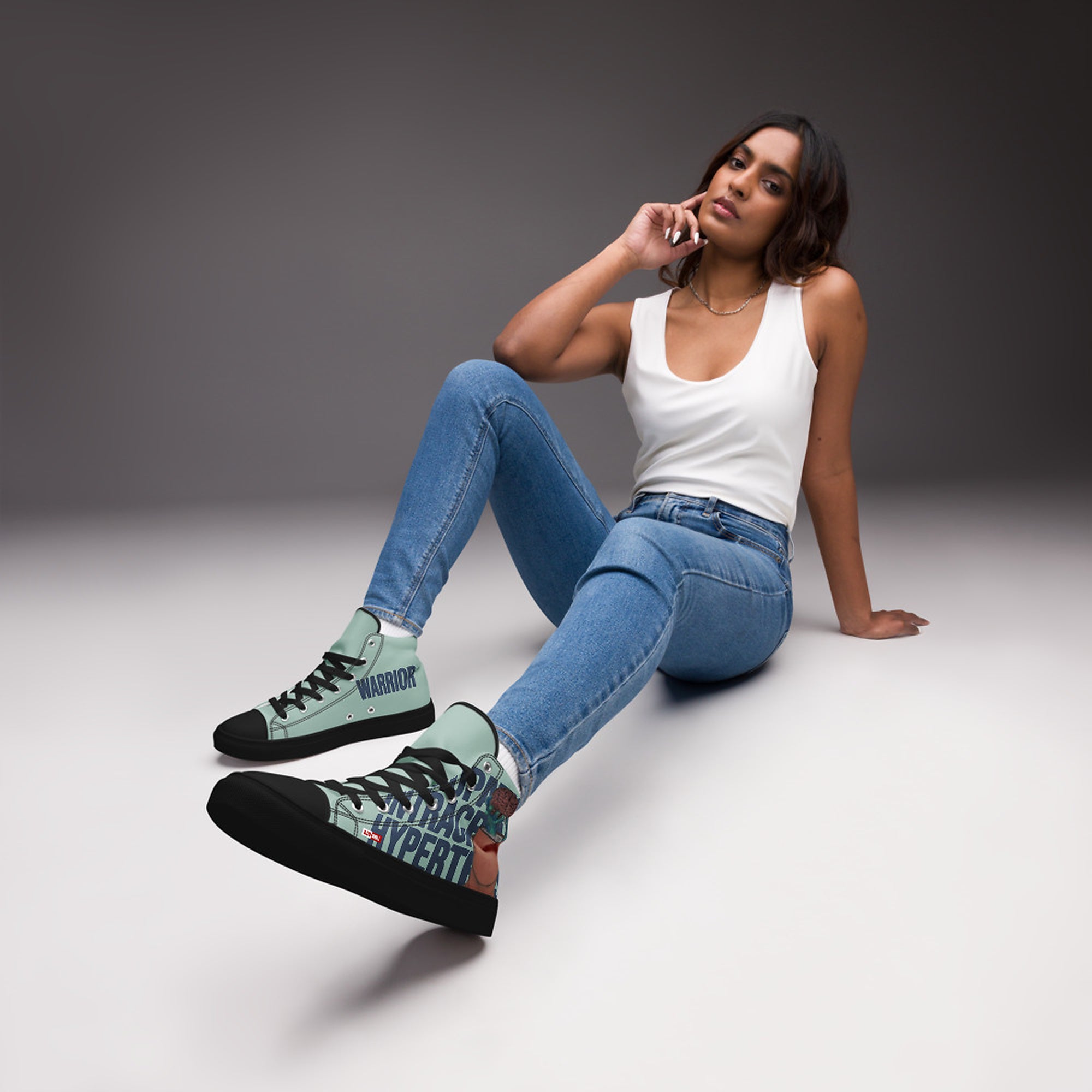 ILLTOCHILL IIH Awareness Women's High Top Shoes – Women's Lifestyle 3 Front (Iih Awareness Women's High Top Shoes)