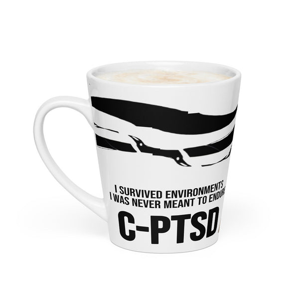 ILLTOCHILL CPTSD awareness Complex Post-Traumatic Stress disorder gift Latte mug – Flat 2 Left