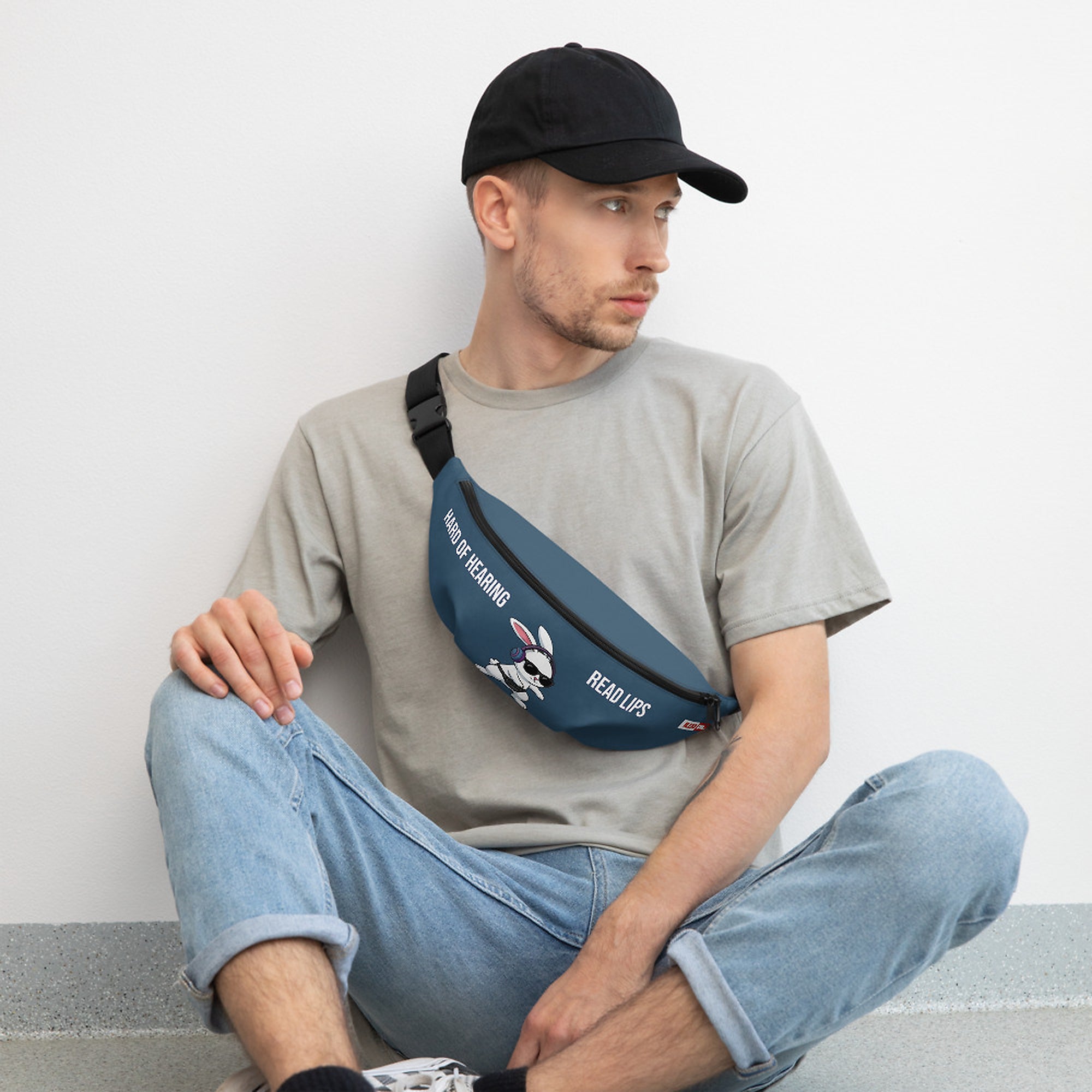 ILLTOCHILL Hard of Hearing Awareness Fanny Pack – Men's Lifestyle Front (Black)