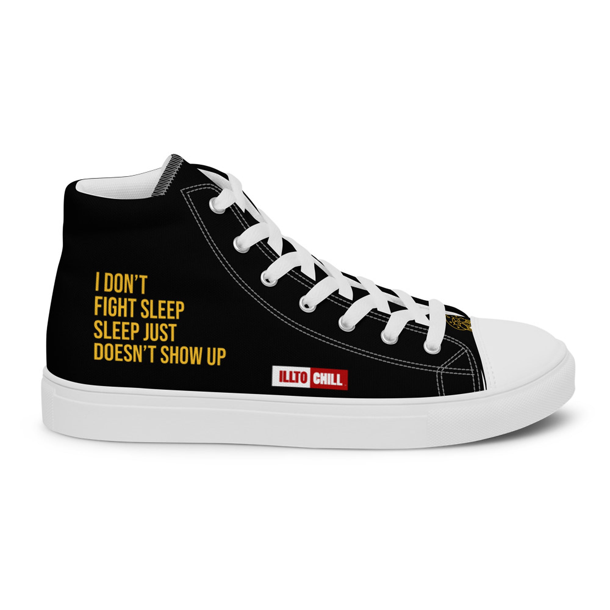 ILLTOCHILL Insomnia Night Owl Men’s high top canvas shoes – Flat 2 Right Outside
