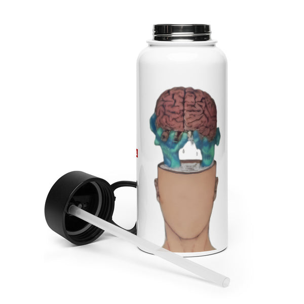 ILLTOCHILL IIH awareness Idiopathic support gift Stainless steel water bottle with a straw lid – Flat 2 Left