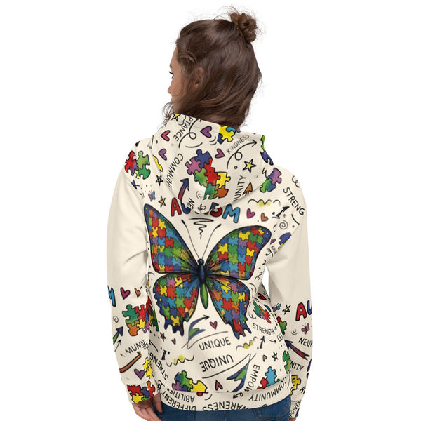 ILLTOCHILL Autism awareness neurodiversity gift All-over print heavyweight Unisex Hoodie – Women's Back (Black)