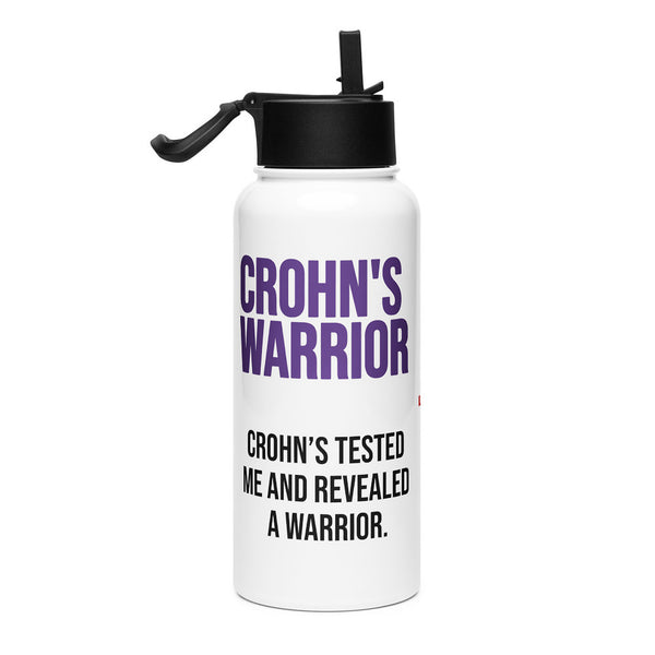 ILLTOCHILL Crohn's disease awareness gift Stainless steel water bottle with a straw lid – Flat Right