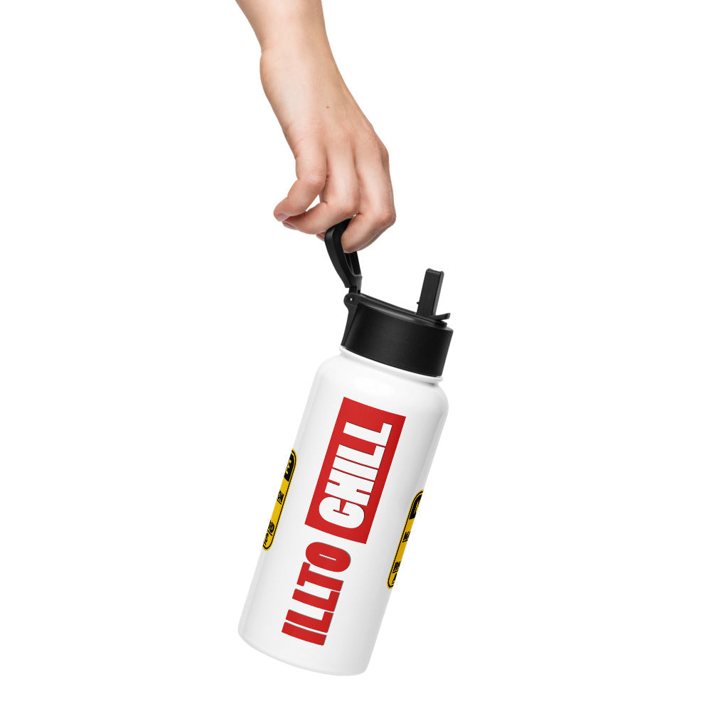 ILLTOCHILL Rheumatoid arthritis awareness Warning sign RA arthritis gift Stainless steel water bottle with a straw lid.