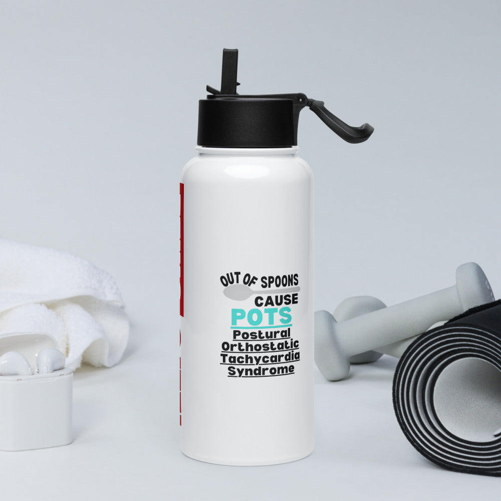 ILLTOCHILL Postural orthostatic tachycardia syndrome support Out of spoons POTS gift Stainless steel water bottle with a straw lid.