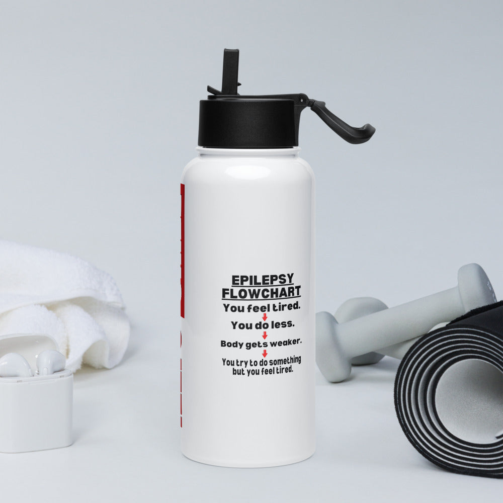 ILLTOCHILL Epilepsy awareness Flow chart epileptic support gift Stainless steel water bottle with a straw lid.