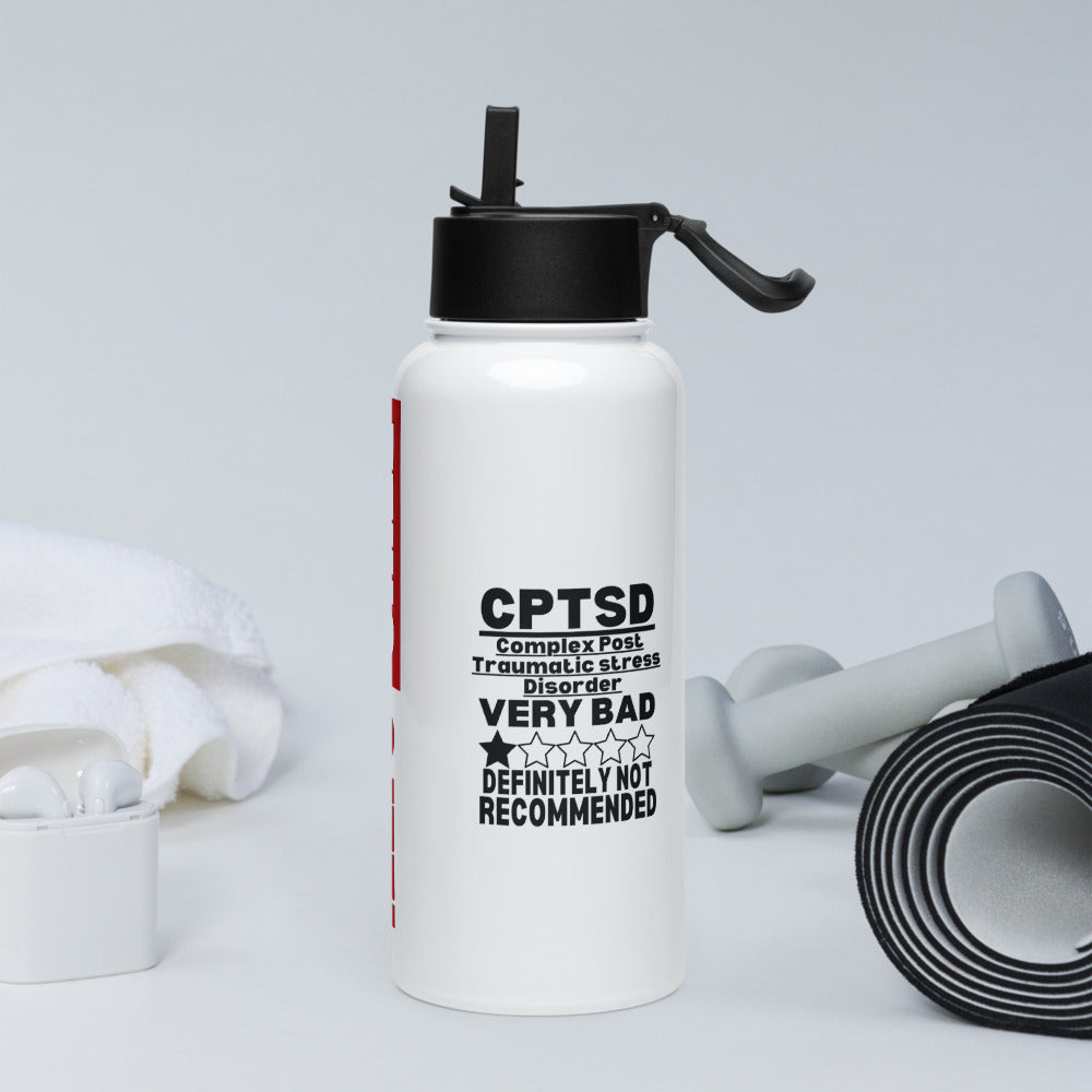 ILLTOCHILL CPTSD Review Complex post traumatic stress disorder sarcastic gift Stainless steel water bottle with a straw lid.