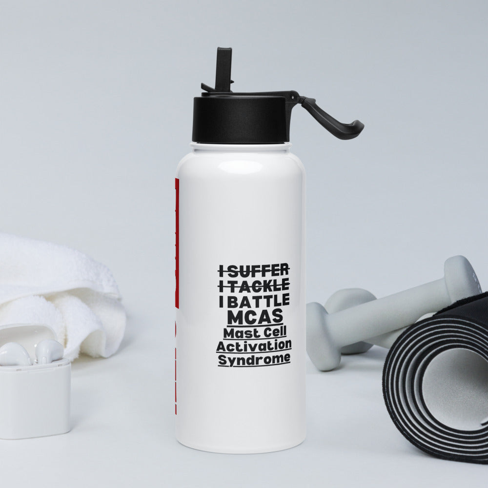 ILLTOCHILL Mast cell activation syndrome I Battle MCAS awareness gift Stainless steel water bottle with a straw lid.