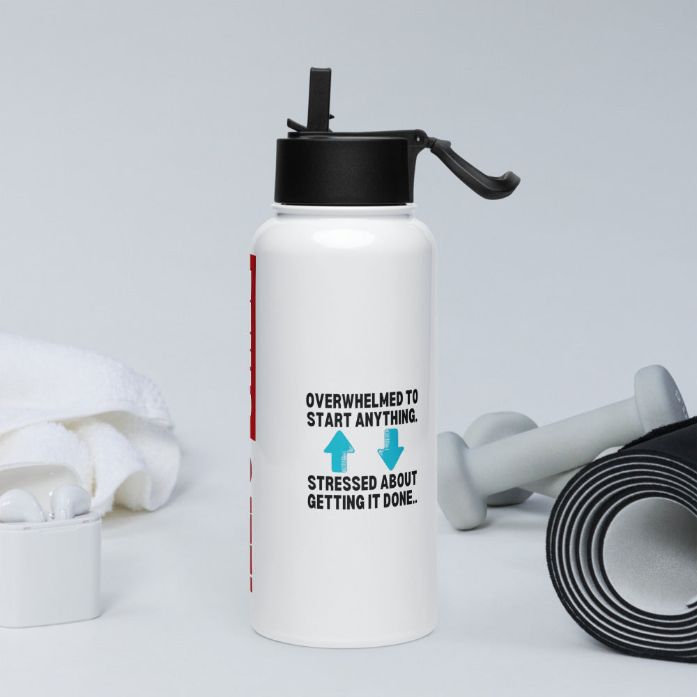 ILLTOCHILL Attention deficit hyperactivity disorder awareness ADHD funny loop gift Stainless steel water bottle with a straw lid.