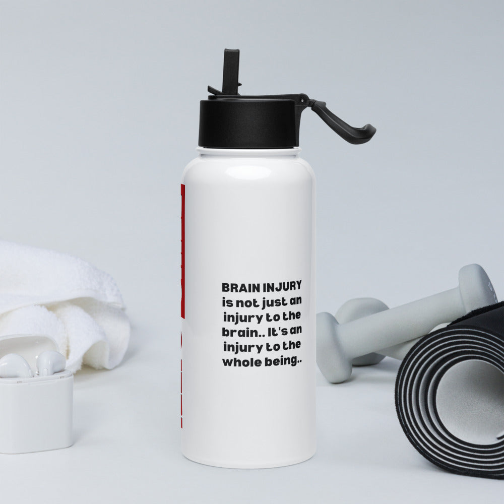 ILLTOCHILL TBI awareness Brain injury is injury to the whole being TBI support gift Stainless steel water bottle with a straw lid.