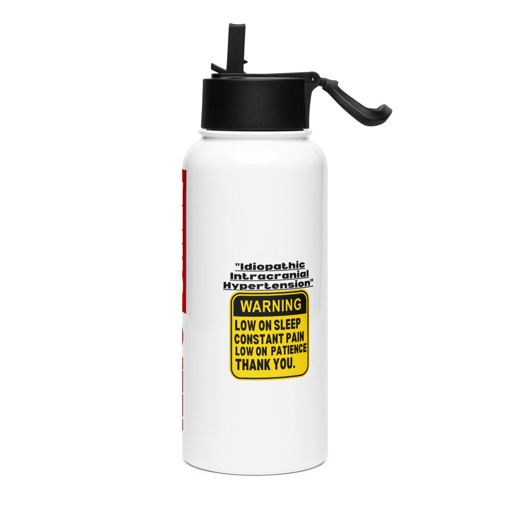ILLTOCHILL ILLTOCHILL Idiopathic intracranial hypertension awareness Warning sign IIH gift Stainless steel water bottle with a straw lid.