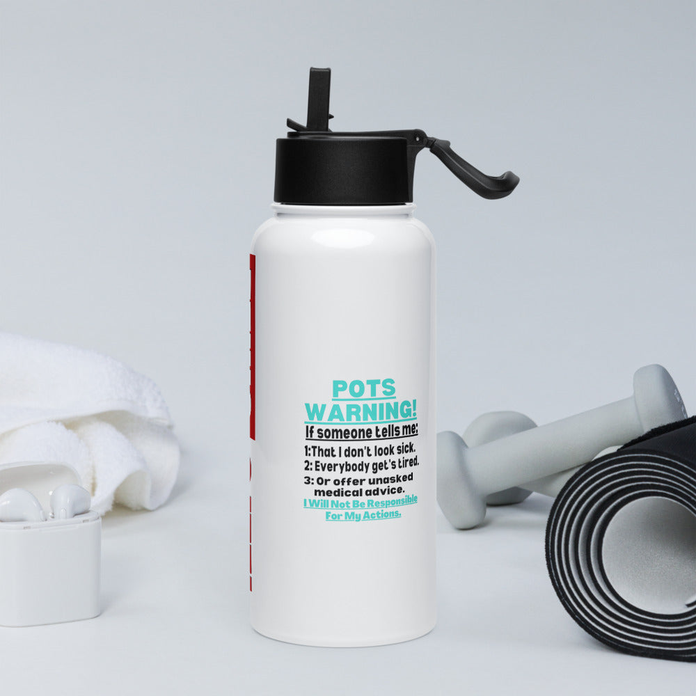 ILLTOCHILL Postural orthostatic tachycardia syndrome awareness POTS Warning gift Stainless steel water bottle with a straw lid.