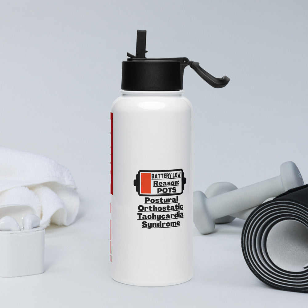 ILLTOCHILL Postural orthostatic tachycardia syndrome Battery low funny POTS gift Stainless steel water bottle with a straw lid.