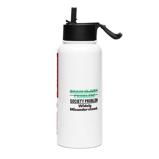 ILLTOCHILL TBI Traumatic brain injury Awareness Brain Injury sarcastic gift Stainless steel water bottle with a straw lid.
