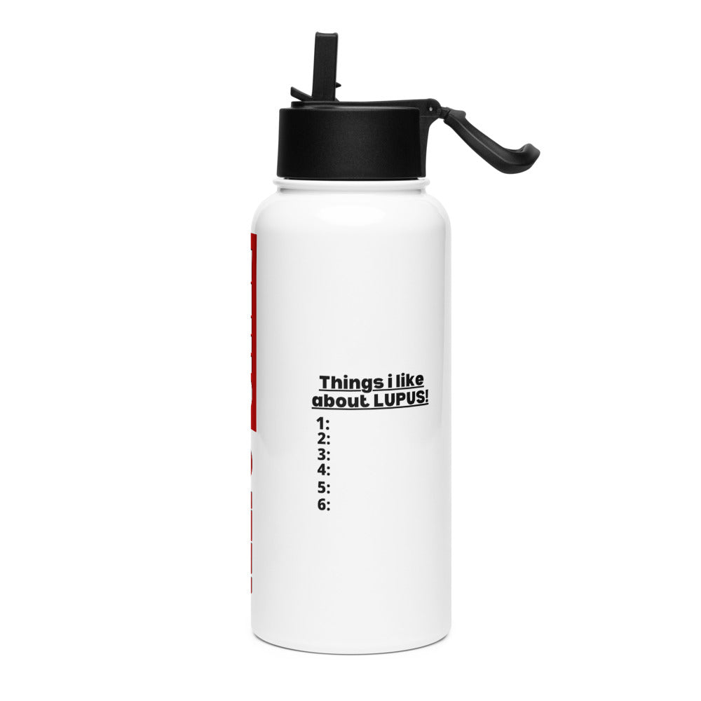 ILLTOCHILL Things I like about Lupus funny autoimmune lupus awareness gift Stainless steel water bottle with a straw lid.