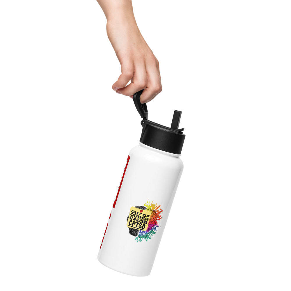ILLTOCHILL CPTSD Out of order Complex post traumatic stress disorder Awareness gift Stainless steel water bottle with a straw lid.