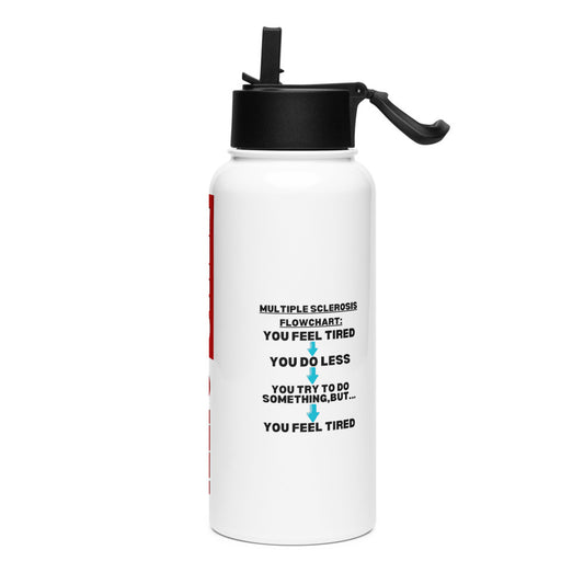 ILLTOCHILL Multiple sclerosis awareness MS Flow Chart gift Stainless steel water bottle with a straw lid.