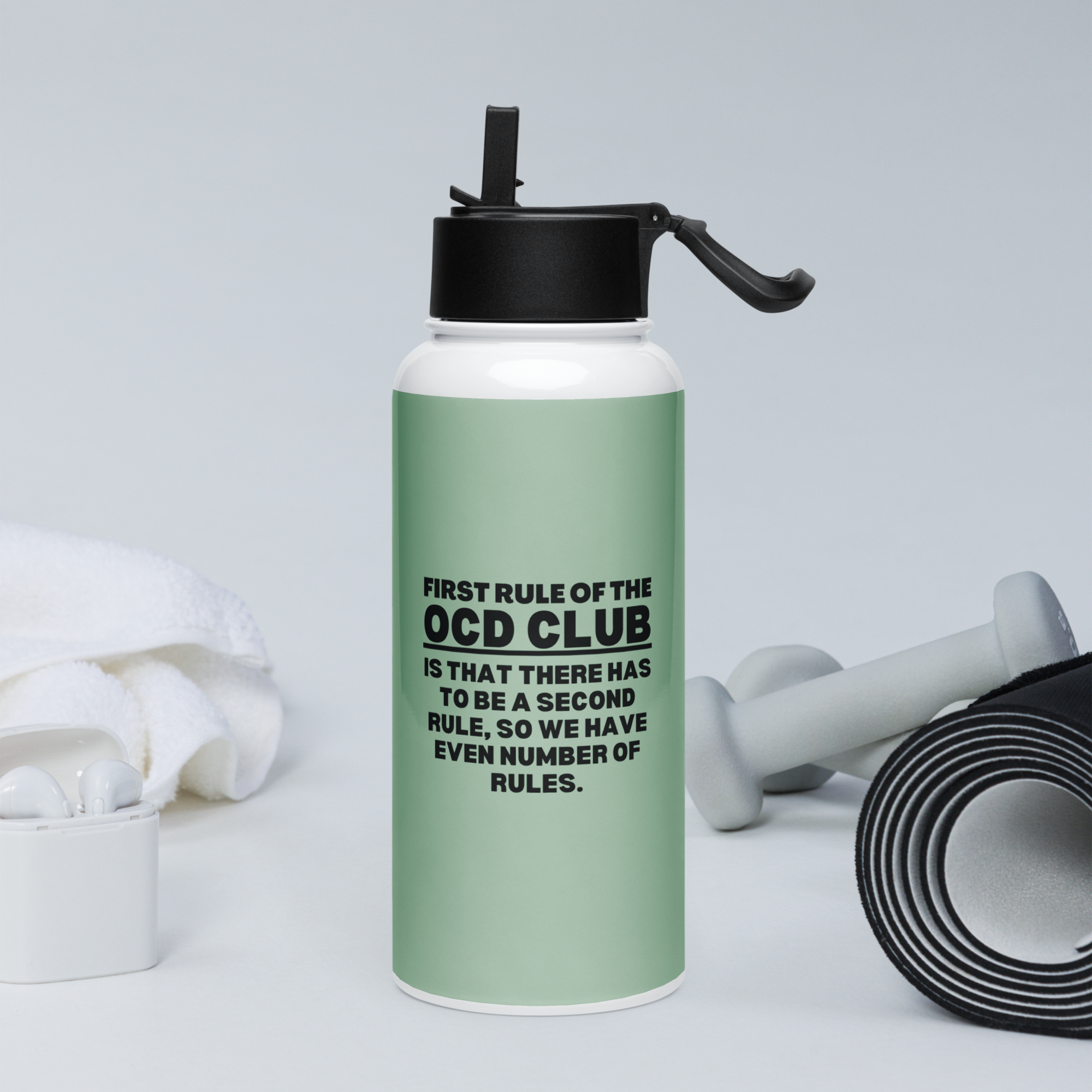 OCD Hydrated and Here: Stainless Steel Water Bottle With A Straw Lid for the OCD Community | ILLTOCHILL