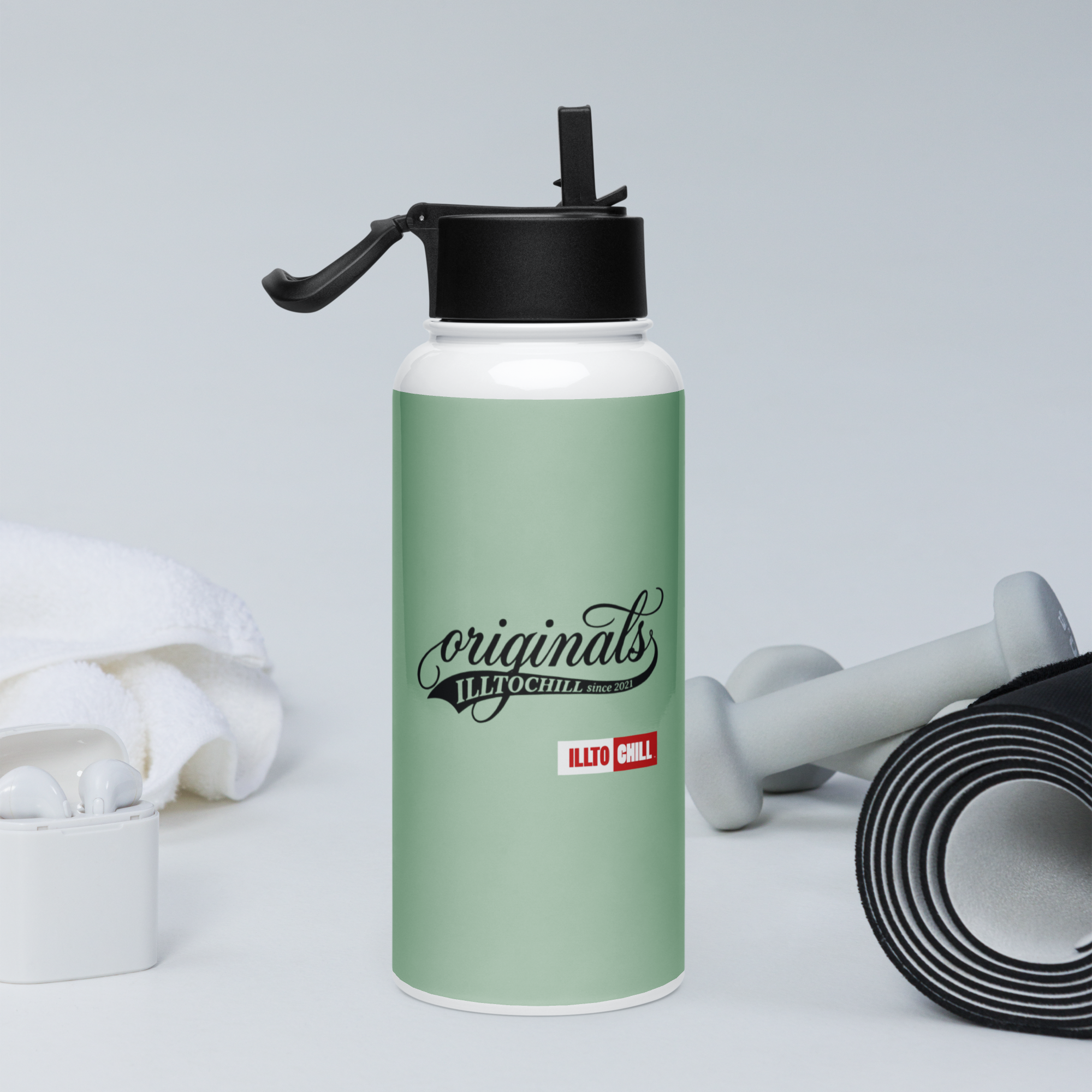OCD Hydrated and Here: Stainless Steel Water Bottle With A Straw Lid for the OCD Community | ILLTOCHILL