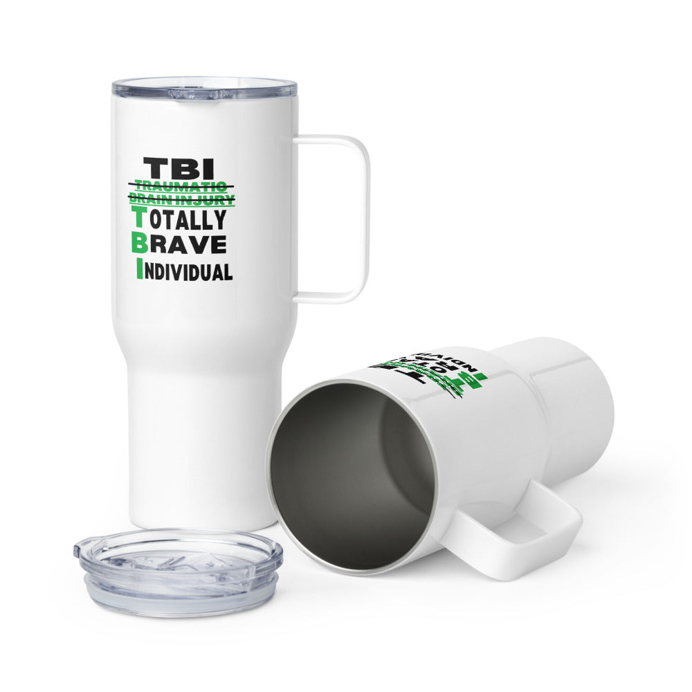 ILLTOCHILL Brain Injury awareness TBI Totally Brave Individual TBI support gift Travel mug with a handle.