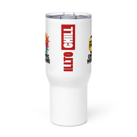 ILLTOCHILL Chronic Migraine Constant Pain migraine support gift Travel mug with a handle.