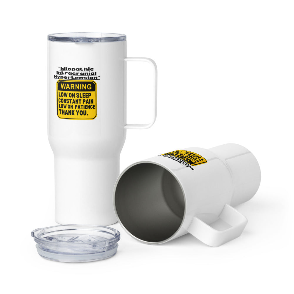 ILLTOCHILL ILLTOCHILL Idiopathic intracranial hypertension awareness Warning sign IIH gift Travel mug with a handle.