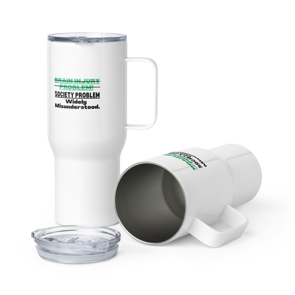 ILLTOCHILL TBI Traumatic brain injury Awareness Brain Injury sarcastic gift Travel mug with a handle.
