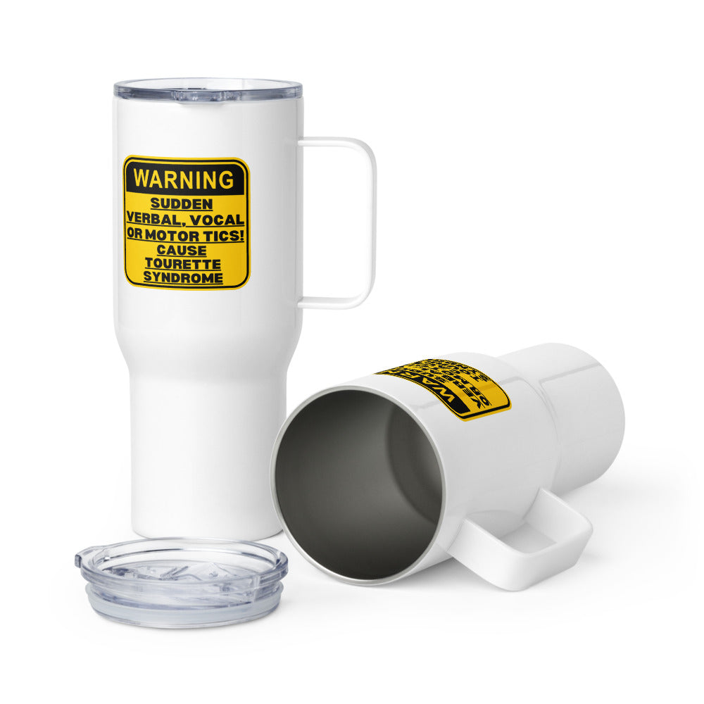 ILLTOCHILL Tourette Syndrome awareness Tics warning Tourettes educational gift Travel mug with a handle.
