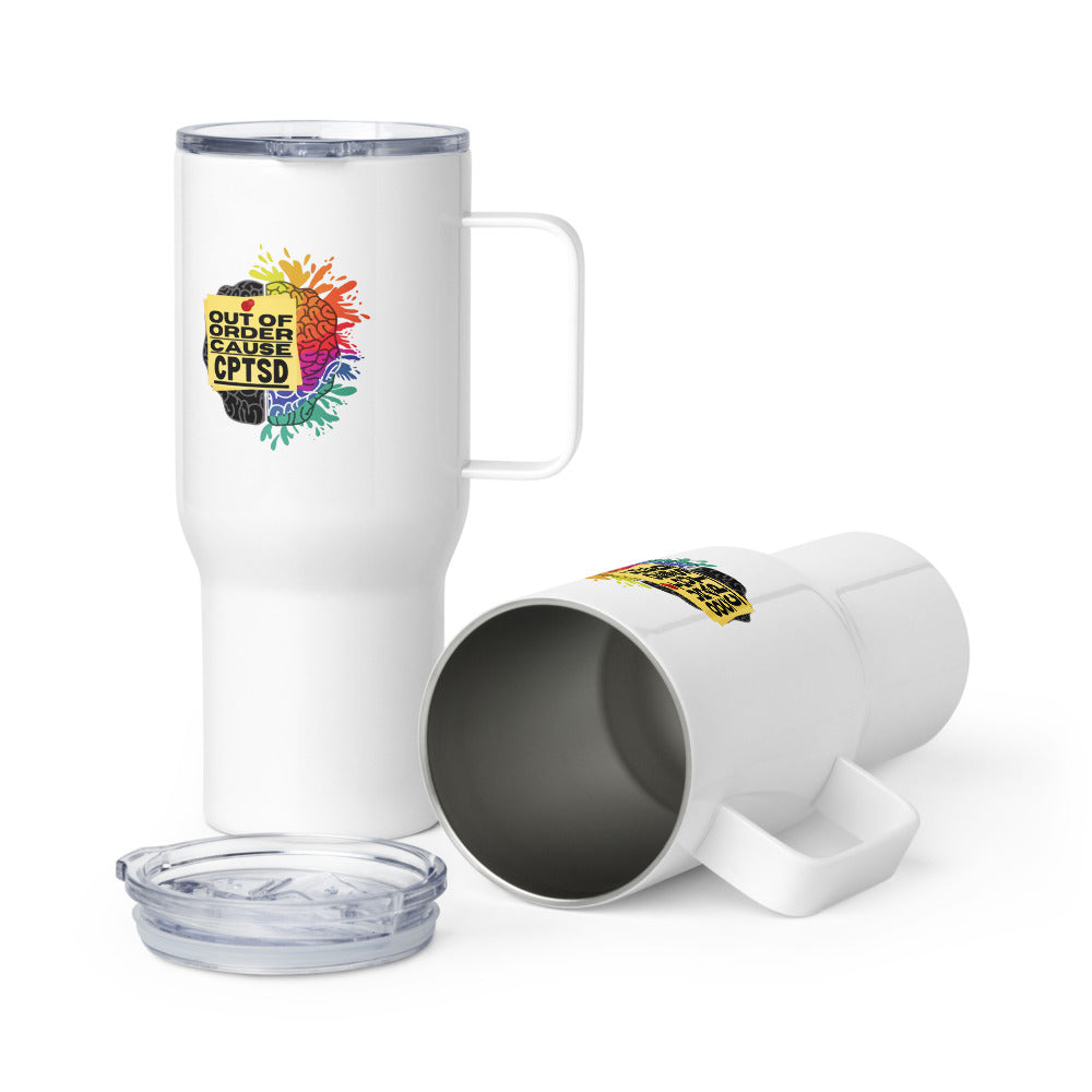 ILLTOCHILL CPTSD Out of order Complex post traumatic stress disorder Awareness gift Travel mug with a handle.