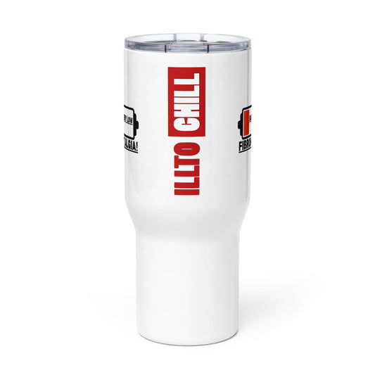 ILLTOCHILL Fibromyalgia awareness Battery Low funny fibro gift Travel mug with a handle.