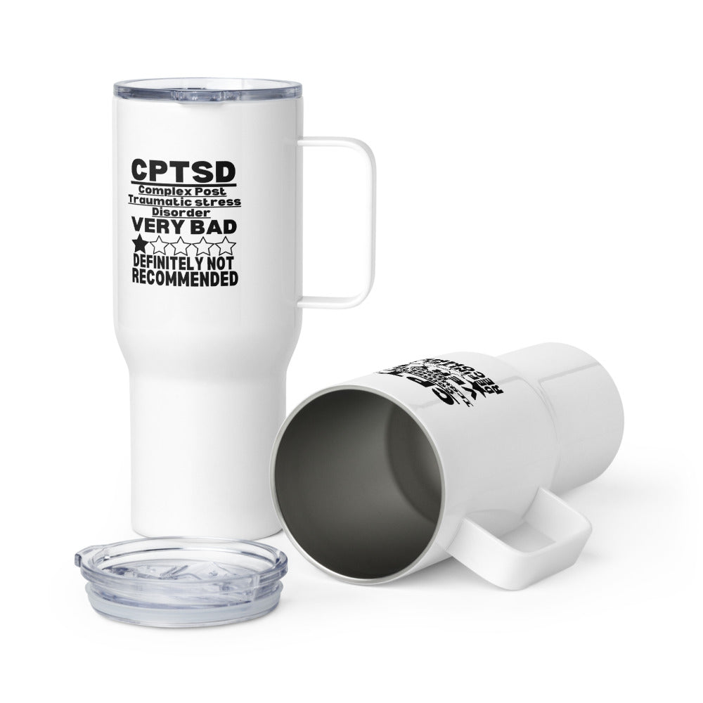 ILLTOCHILL CPTSD Review Complex post traumatic stress disorder sarcastic gift Travel mug with a handle.
