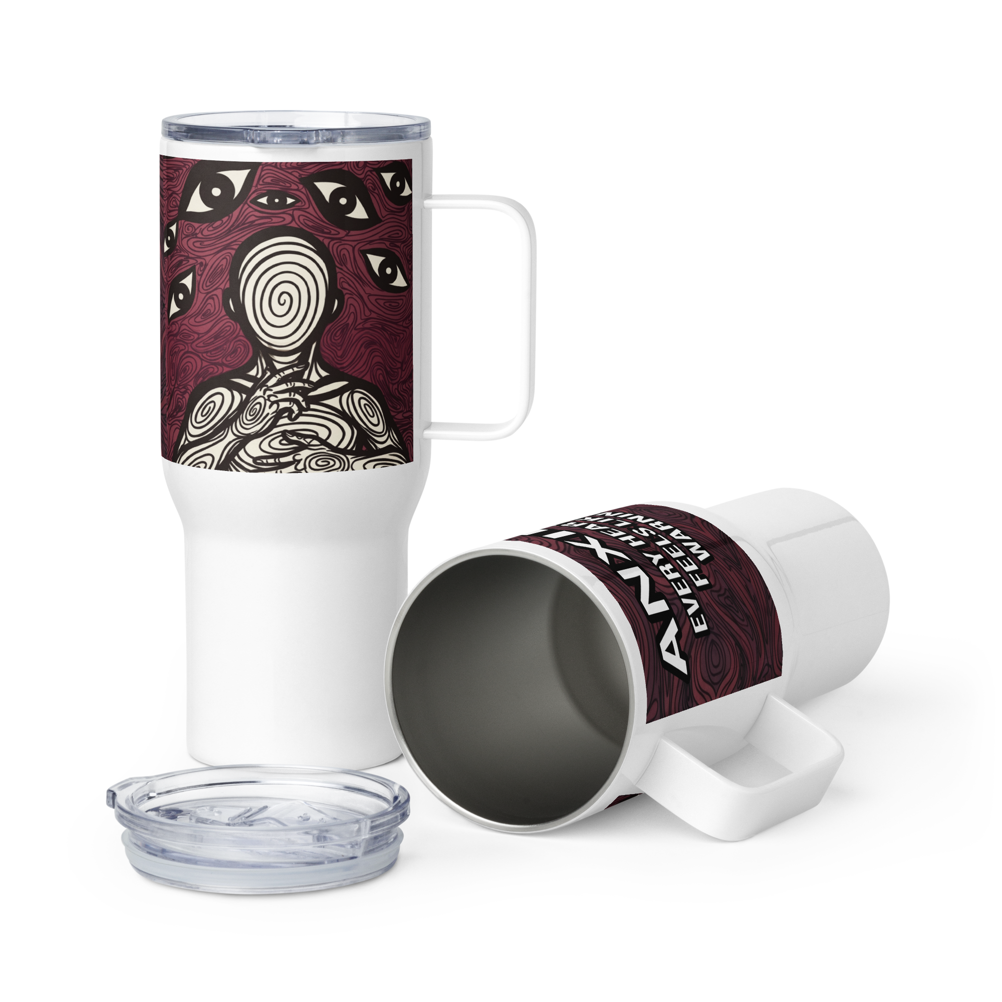 Anxiety Awareness Travel Mug With Handle Mental Health Coffee Anxiety Commute Style by ILLTOCHILL