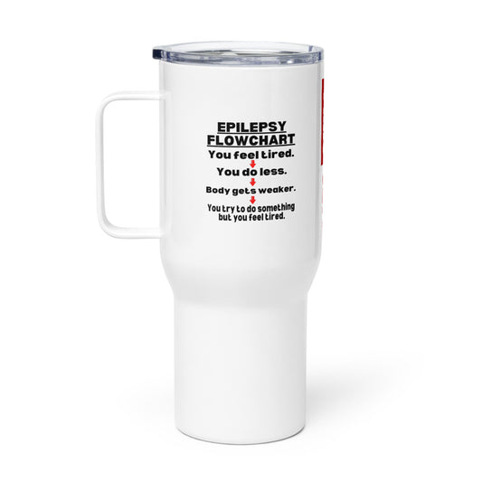 ILLTOCHILL Epilepsy awareness Flow chart epileptic support gift Travel mug with a handle.