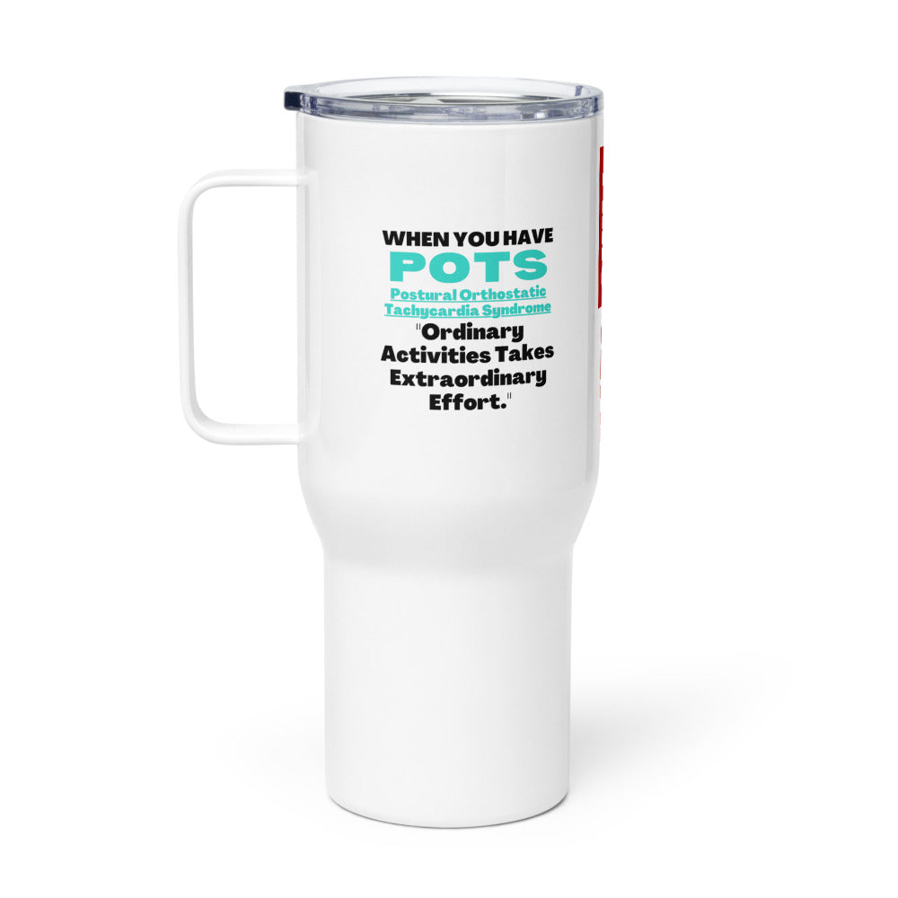ILLTOCHILL Postural orthostatic tachycardia syndrome awareness POTS support gift Travel mug with a handle.