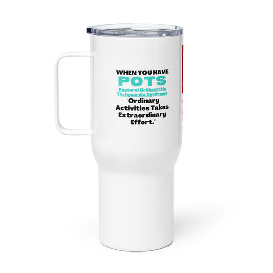 ILLTOCHILL Postural orthostatic tachycardia syndrome awareness POTS support gift Travel mug with a handle.
