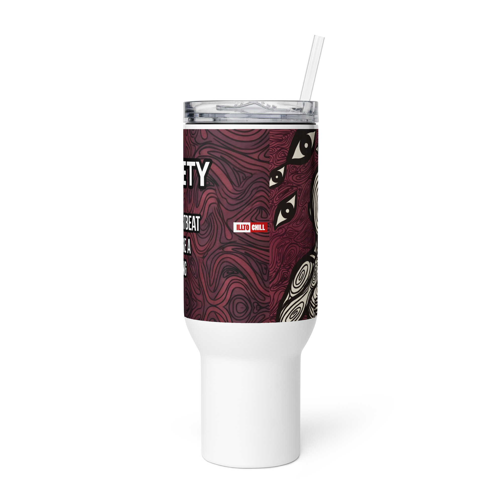 Anxiety Awareness Travel Mug With Handle Mental Health Coffee Anxiety Commute Style by ILLTOCHILL
