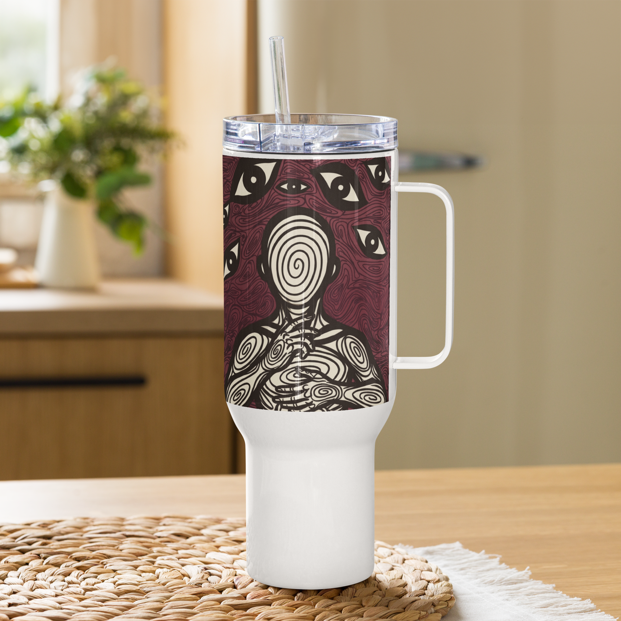 Anxiety Awareness Travel Mug With Handle Mental Health Coffee Anxiety Commute Style by ILLTOCHILL