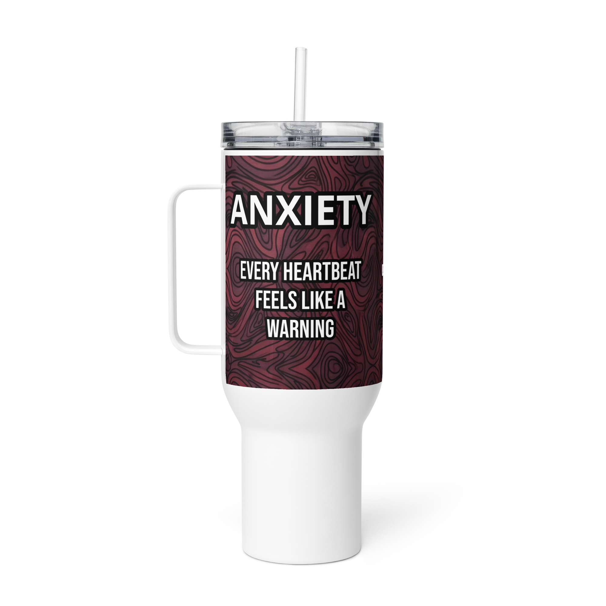 Anxiety Awareness Travel Mug With Handle Mental Health Coffee Anxiety Commute Style by ILLTOCHILL