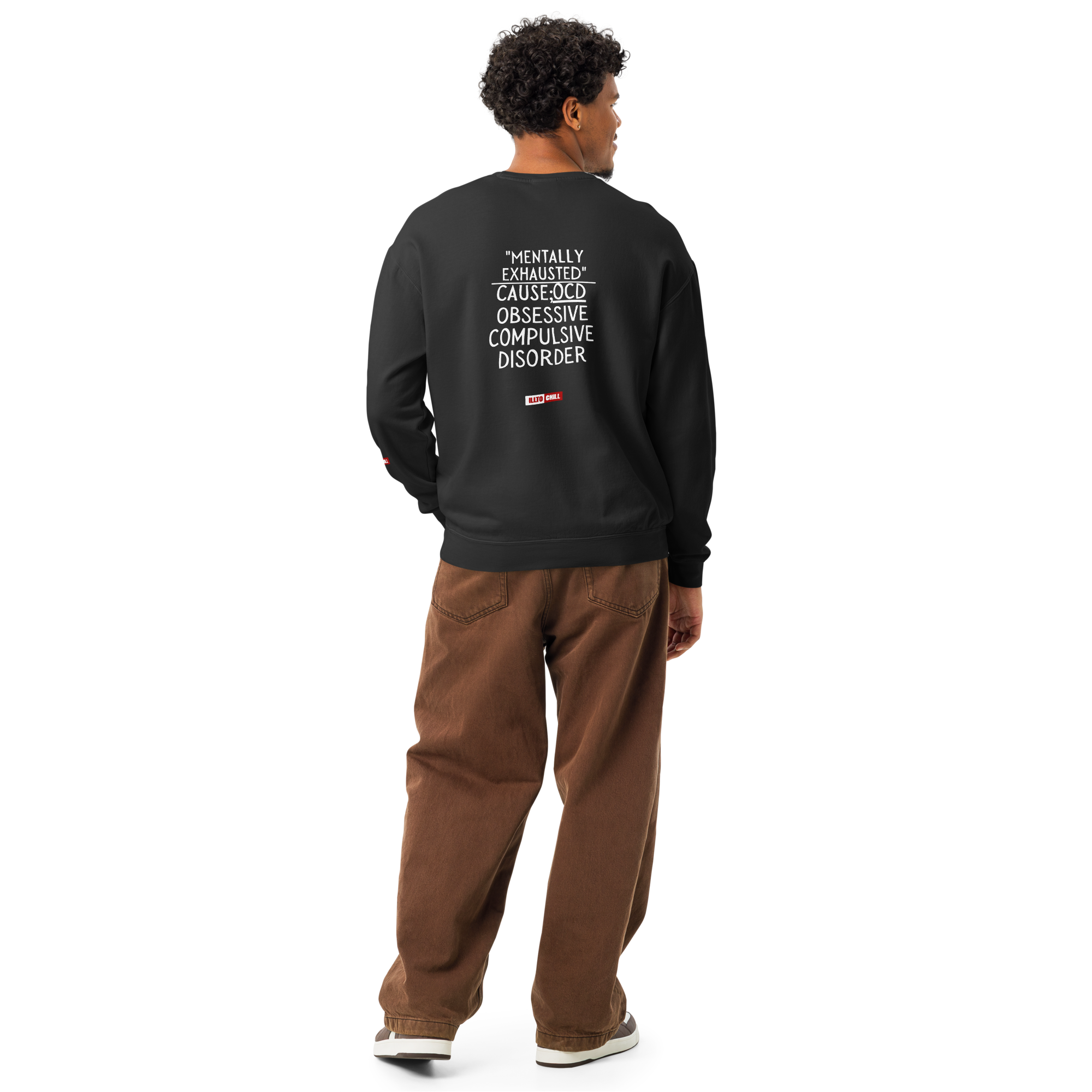 OCD Not Broken: Unisex Garment Dyed Fleece Crewneck Sweatshirt for Every Intrusive Thinker | ILLTOCHILL