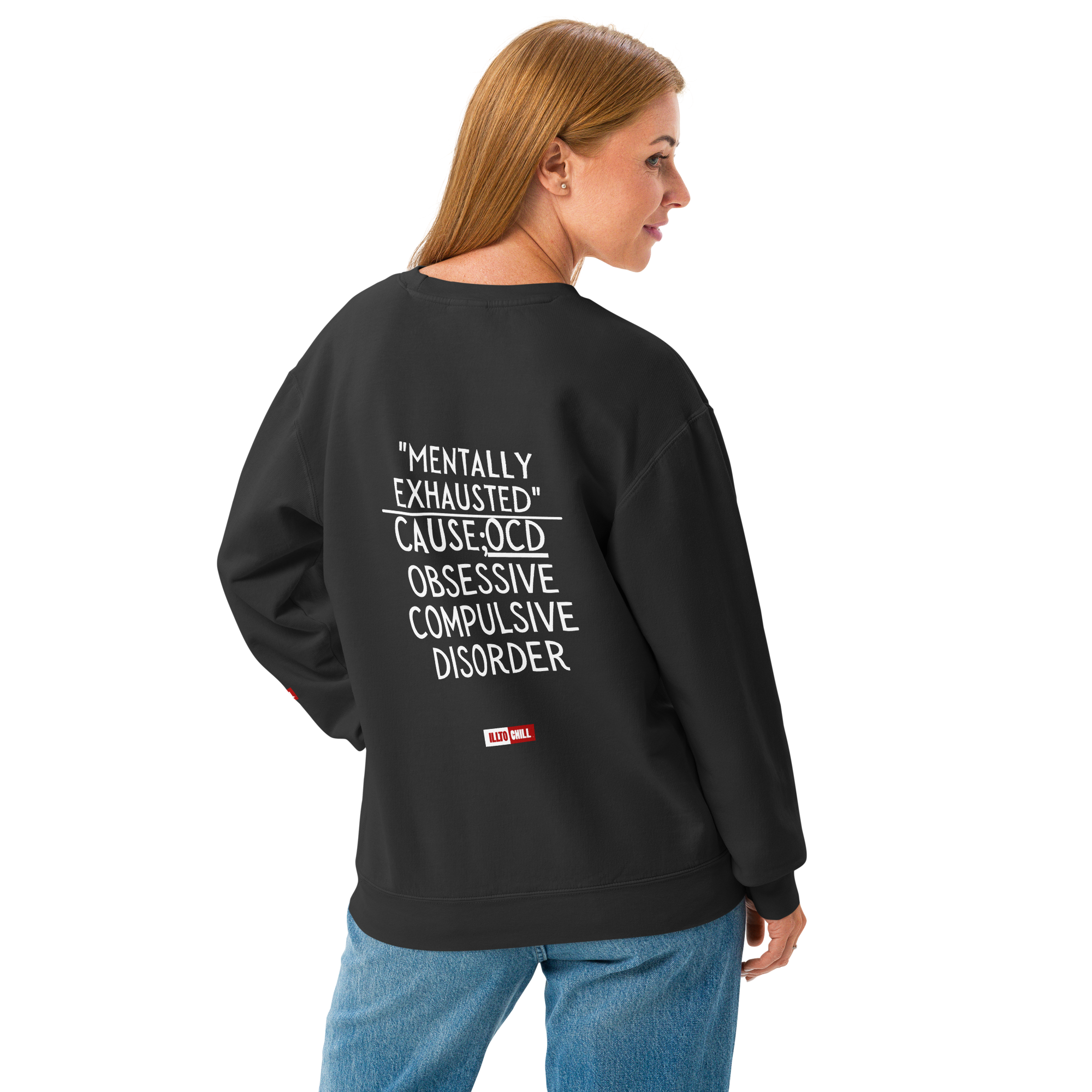 OCD Not Broken: Unisex Garment Dyed Fleece Crewneck Sweatshirt for Every Intrusive Thinker | ILLTOCHILL