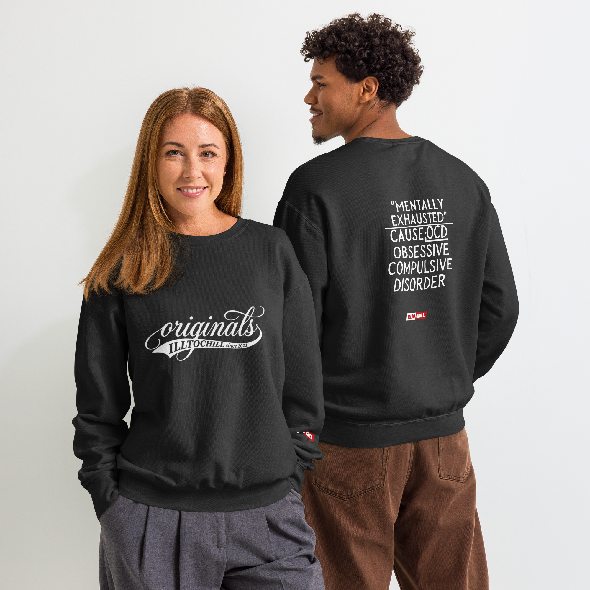 OCD Not Broken: Unisex Garment Dyed Fleece Crewneck Sweatshirt for Every Intrusive Thinker | ILLTOCHILL