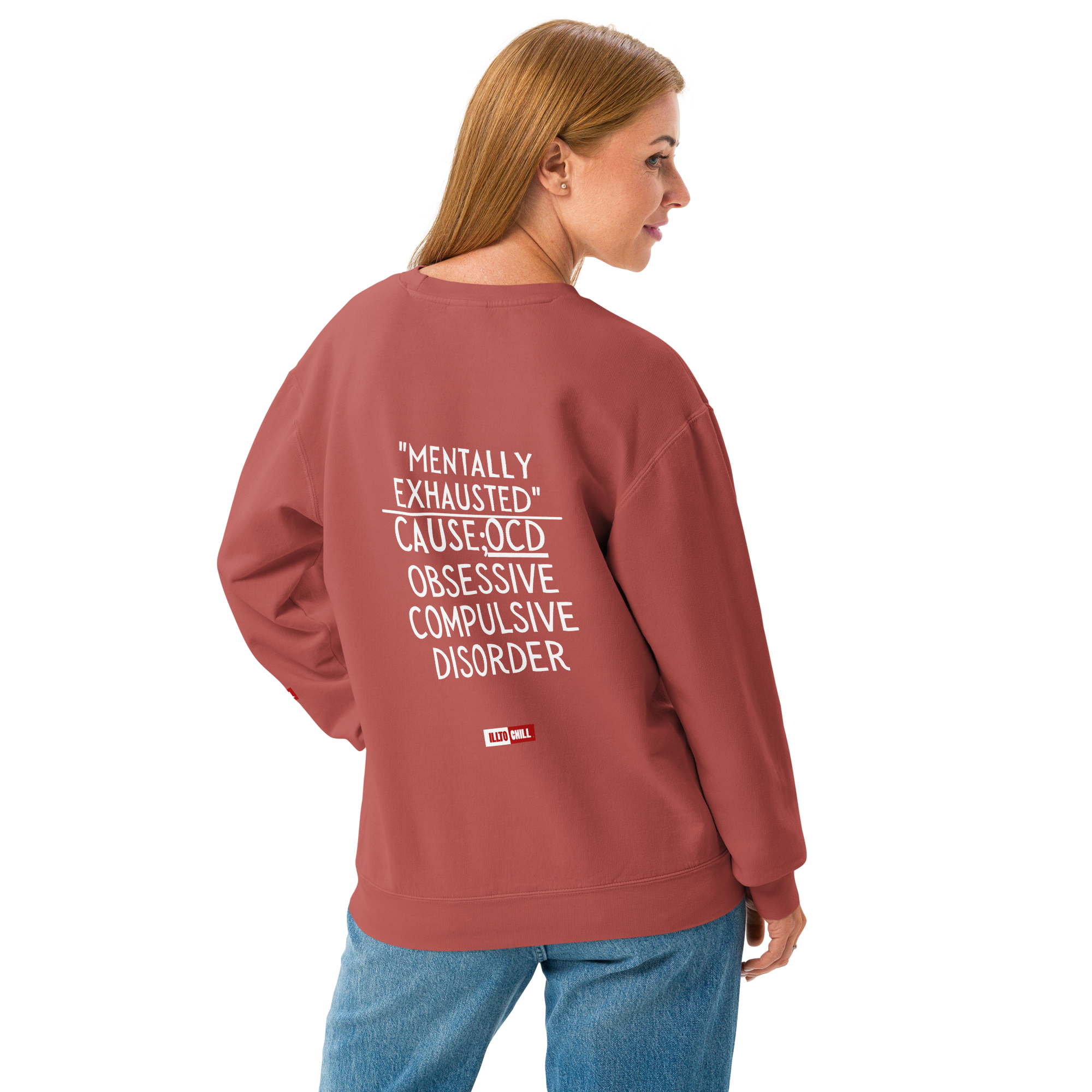OCD Not Broken: Unisex Garment Dyed Fleece Crewneck Sweatshirt for Every Intrusive Thinker | ILLTOCHILL