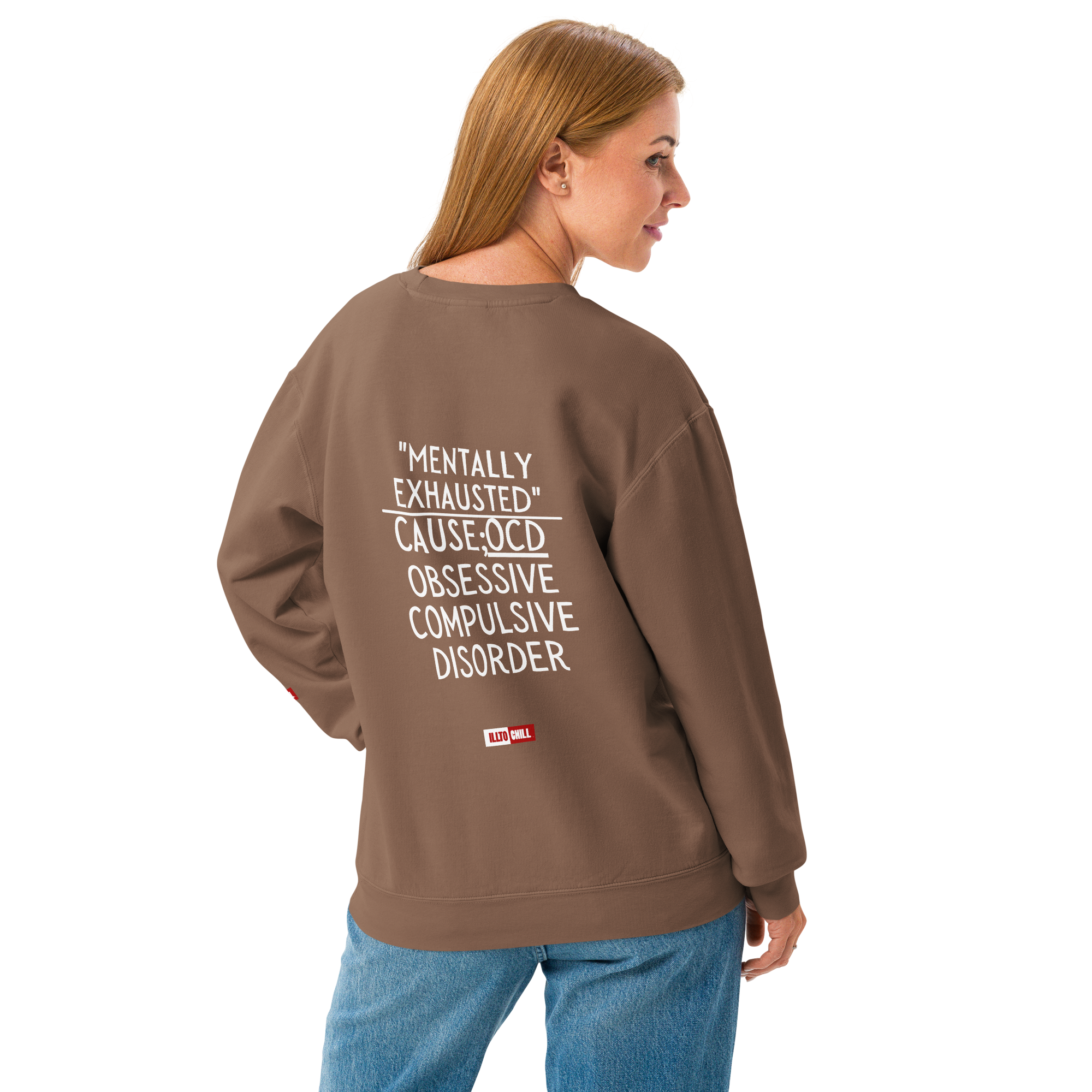 OCD Not Broken: Unisex Garment Dyed Fleece Crewneck Sweatshirt for Every Intrusive Thinker | ILLTOCHILL